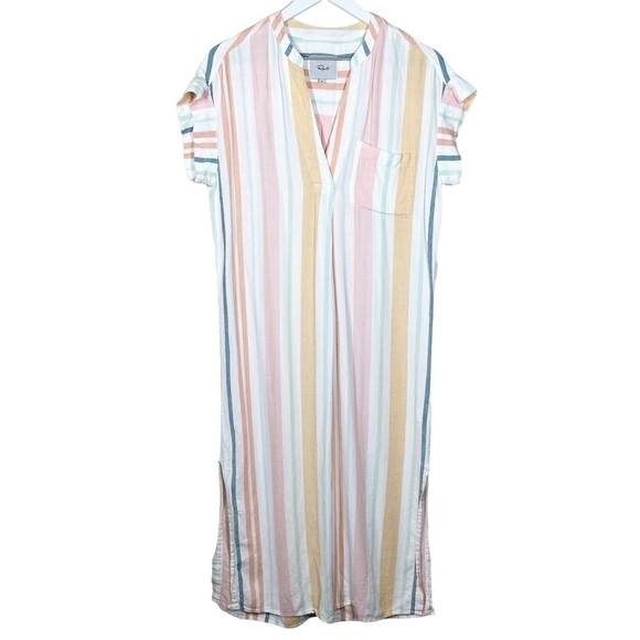 Rails Womens Suri Melon Stripe Rayon Linen Blend Midi Dress Size XS Multicolor - Picture 1 of 10